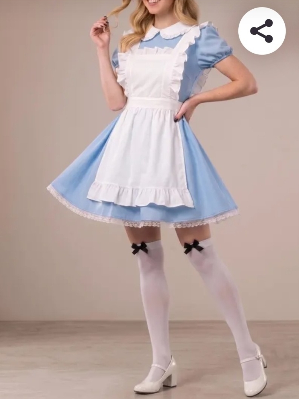 Blue Alice In Wonderland Costume Dress with White Apron S/M